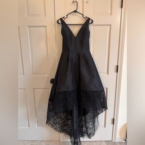 Monique Lhuillier Spiderweb black gown 4